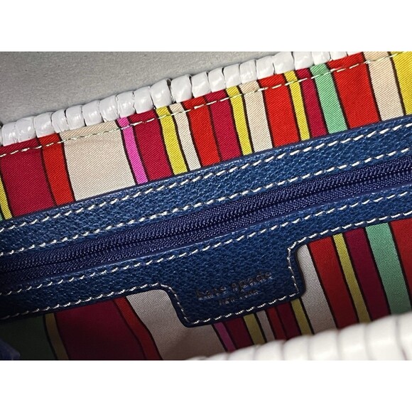 Kate Spade Ivory Navy SANTIAGO ALEK PLANTATION WICKER BAG Handbag - Picture 11 of 16